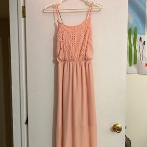 No Boundaries floor length sundress with cross back